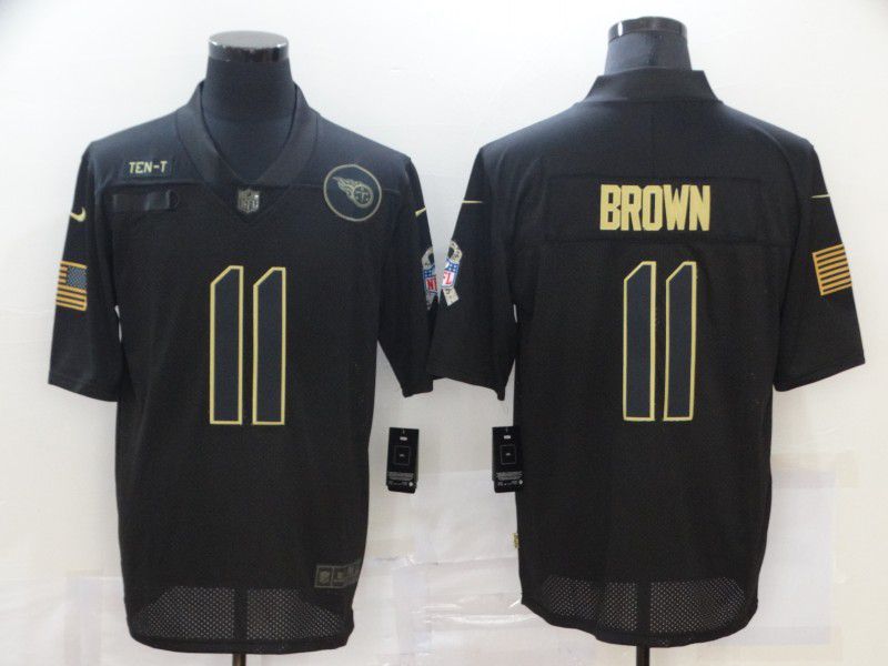Men Tennessee Titans #11 Brown Black gold lettering 2020 Nike NFL Jersey